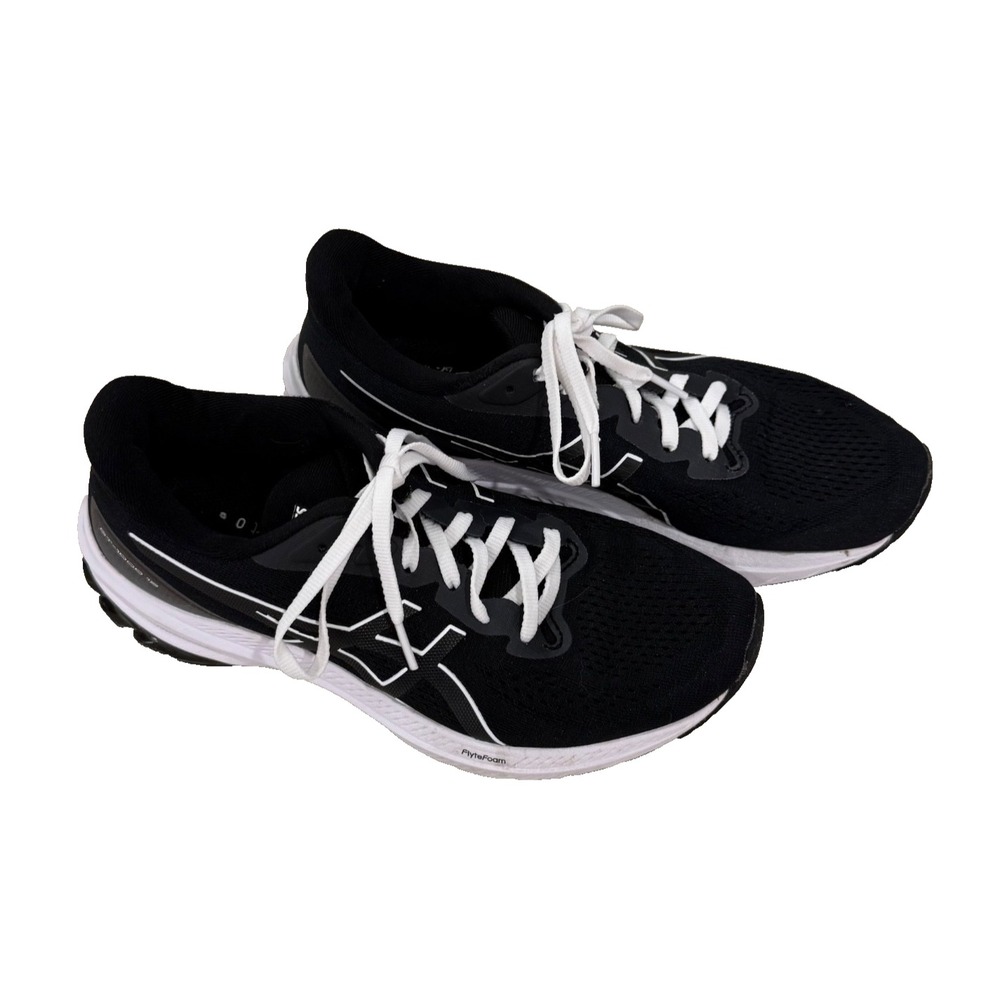 ASICS GT-1000 12 Women's Black Running Shoes/Sneakers; White Soles ~ Size 8.5
